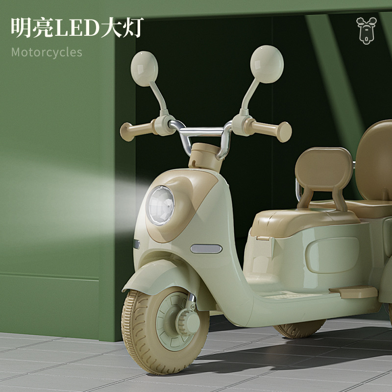 Factory direct supply of children's electric motorcycles, tricycles, boys and girls, double children, suitable for sitting and charging, toy cars Specification image