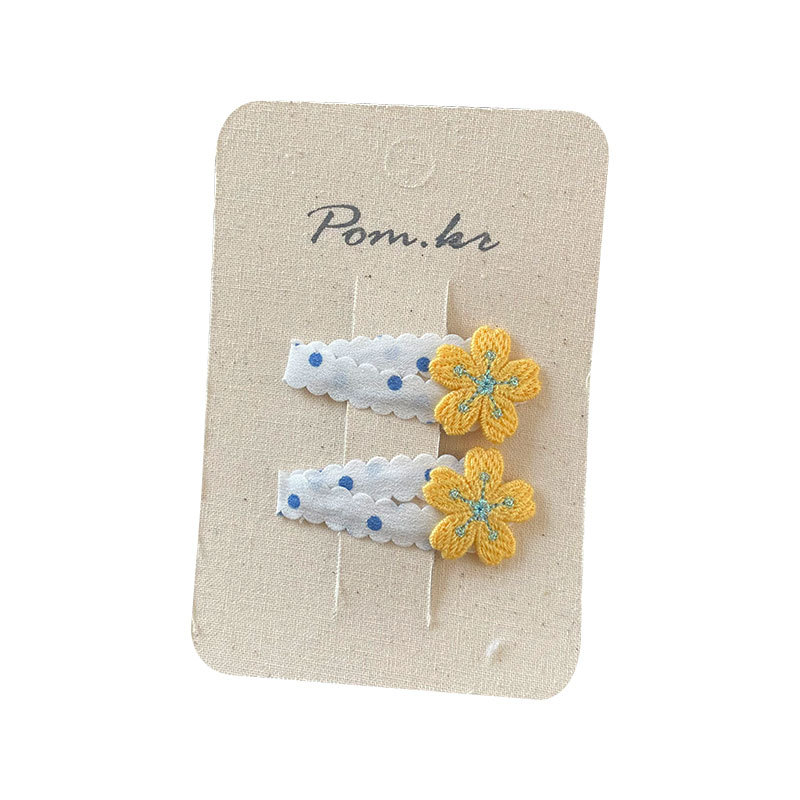 New Korean-style denim bow hair clips for girls, side bangs clips for girls, and fabric children's matching hair clips Item Picture