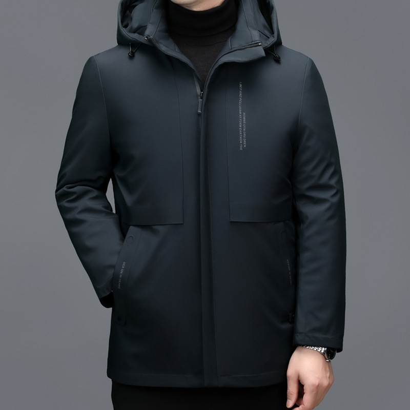 New mid-length down jacket for middle-aged men, thickened warm removable cap, winter casual men's coat for men Specification image