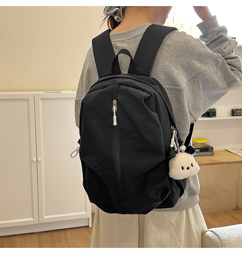 日系-ins学院风纯色书包女高中生大学生简约轻便小书包双肩包详情19