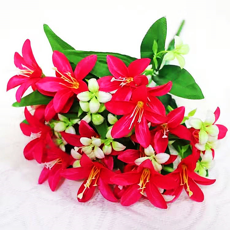 Spot Wholesale Many Small Lily Small Bunch Pot Artificial Flower Fake Flower Home Decoration Photography Props Silk Flower details Picture