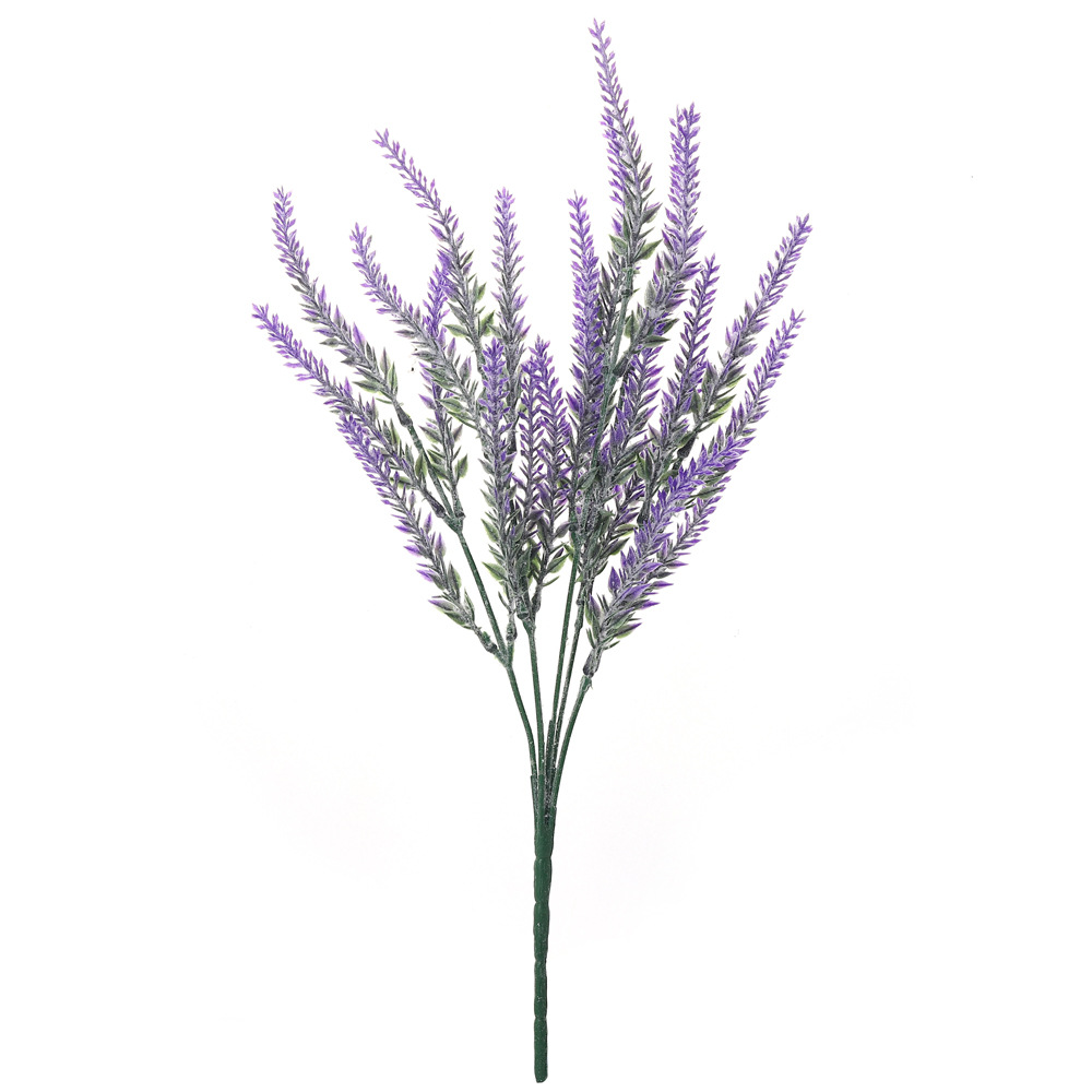 Wholesale of 5-fork flocking artificial lavender with a pastoral style wedding artificial flower plant potted plastic artificial flower bouquets Item Picture
