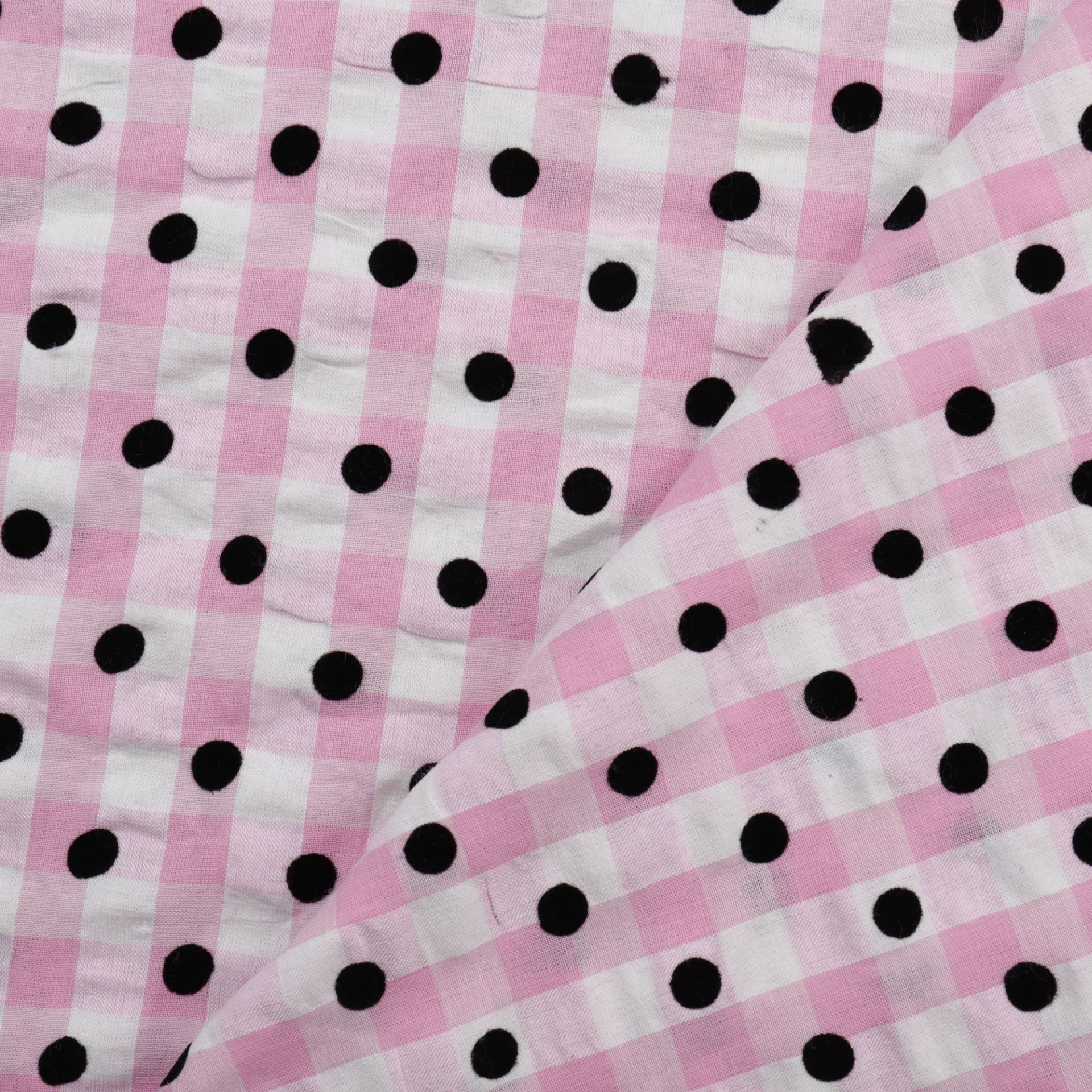 Tc Sunrise Grid Pink Bubble Grid Spring Summer Shirt Dress Hair Accessories Polka Dot Flocking Decorative Fabric In Stock Specification drawing