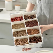 Dried fruit refrigerator timing storage box transparent multifunctional spare food crisper plastic eight-grid PET with lid buckle