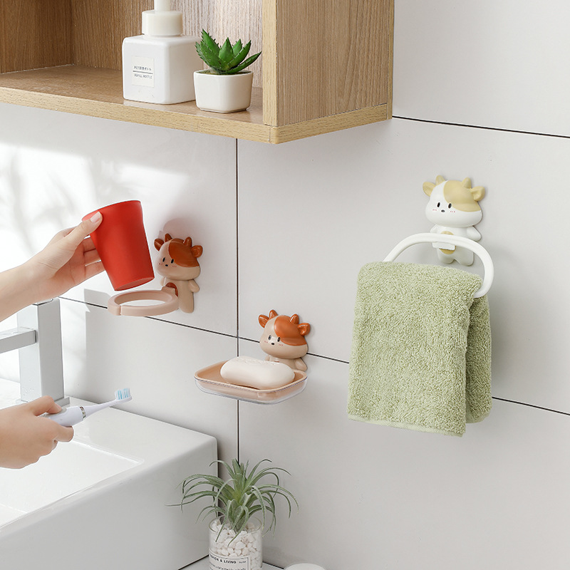 Cartoon Niu Niu perforation-free wall hanging soap box Niu Niu series bathroom soap shelf wall hanging shelf details Picture