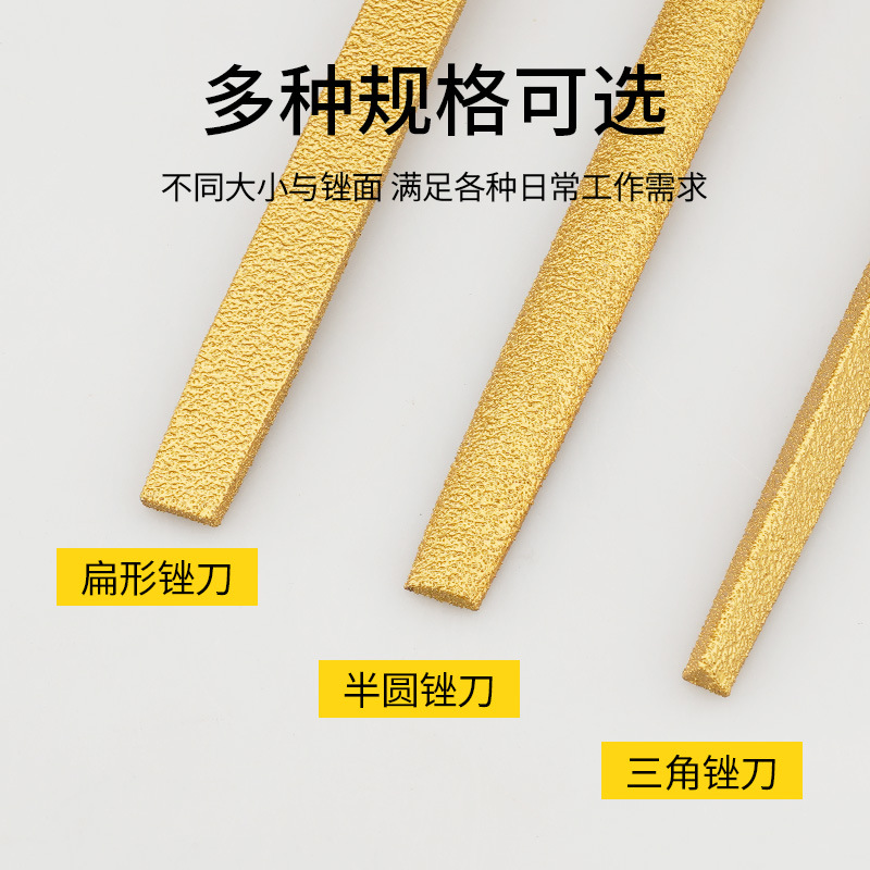 High-quality hand-brazed diamond files, complete specifications, woodworking files, super-hard triangular plate files, stone grinding Specification image