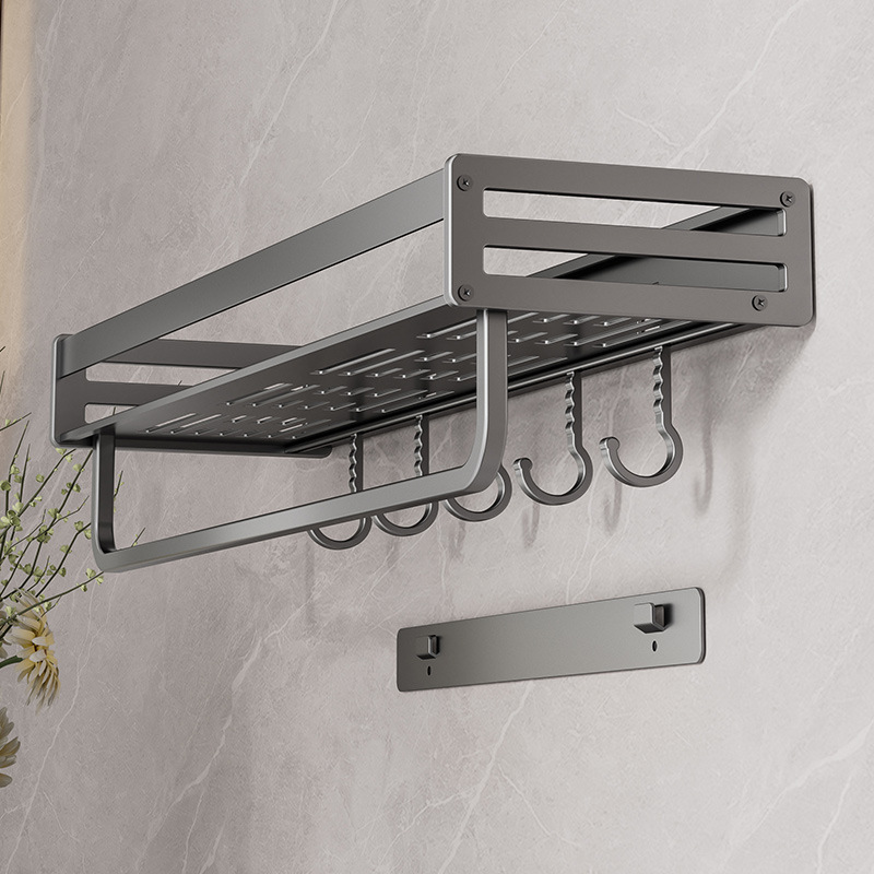 卫生间置物架厕所免打孔洗漱台日用品收纳架太空铝墙上浴室置物架