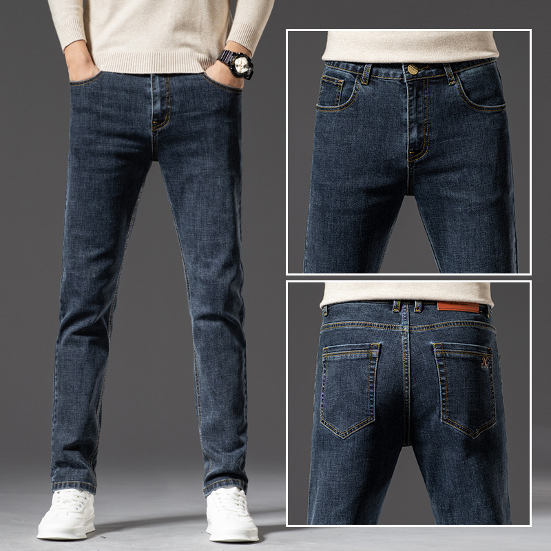 New Spring/Summer 2023 Spring/Summer stretch, loose, slim and well-fitting small straight-leg high-quality men's long jeans