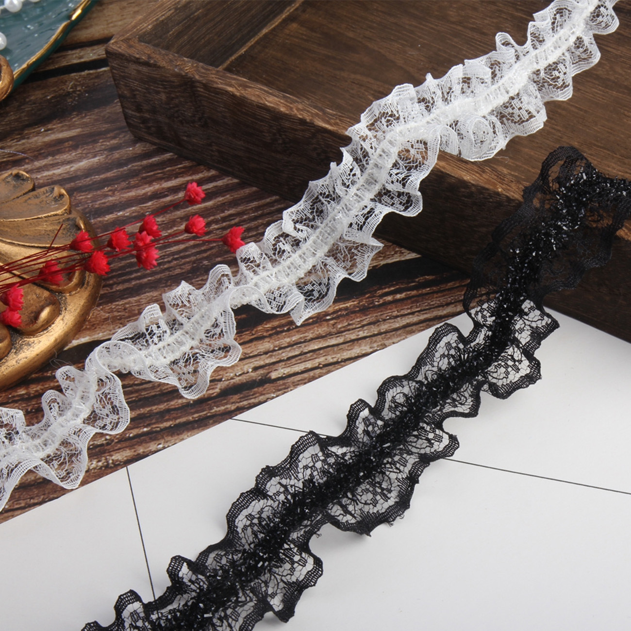 3cm stretch lace center line lace symmetrical pattern clothing accessories pleated lace clothing decorative lace in stock