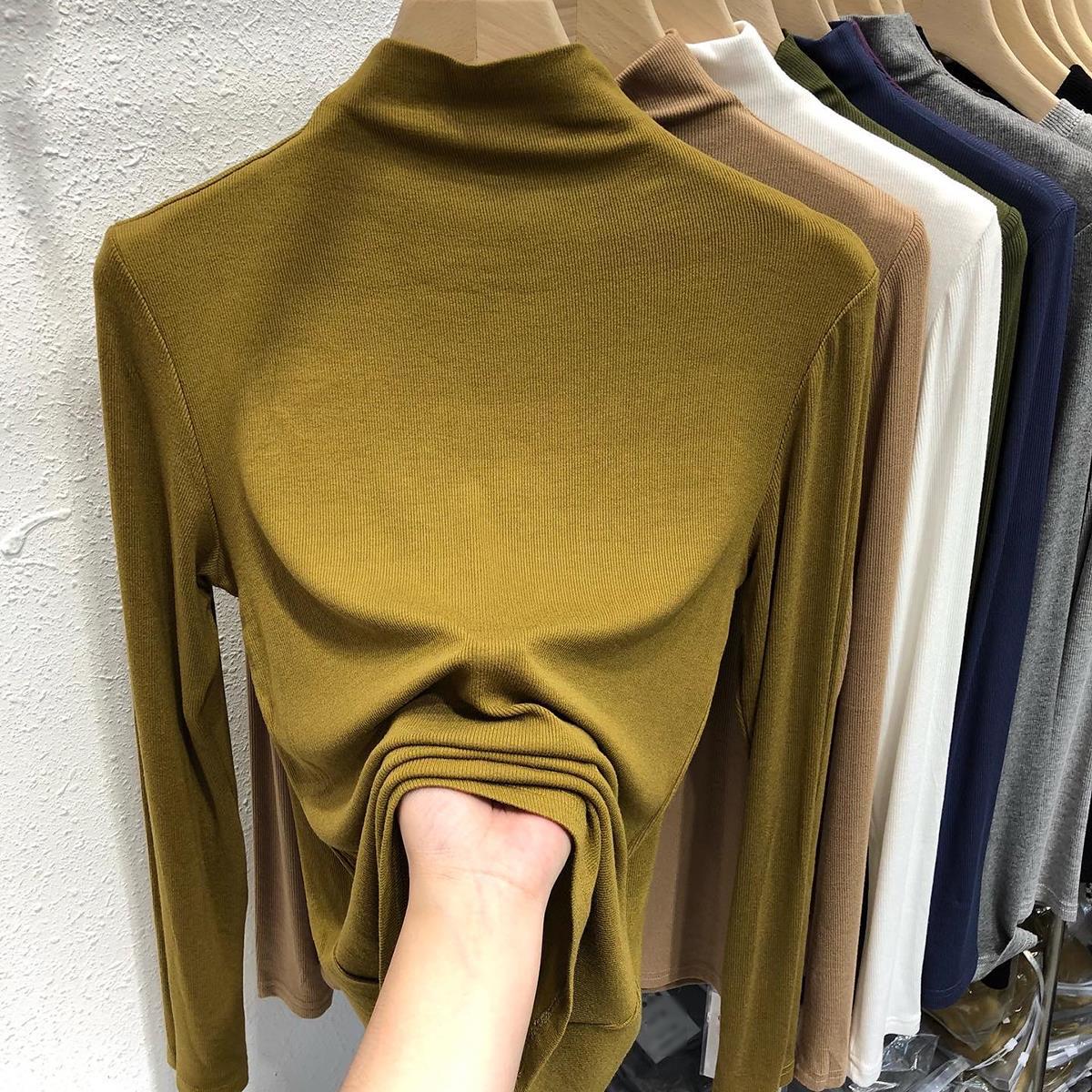 Modal long-sleeved T-shirt for women's autumn and winter collection. Pair it with a semi-high neck base layer and a slimming thin top in 2022