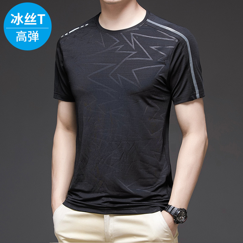Summer men's quick-drying clothes, new short-sleeved round-neck T-shirts for men's outdoor sports and fitness, trendy ice silk T-shirts for men Application Scenario