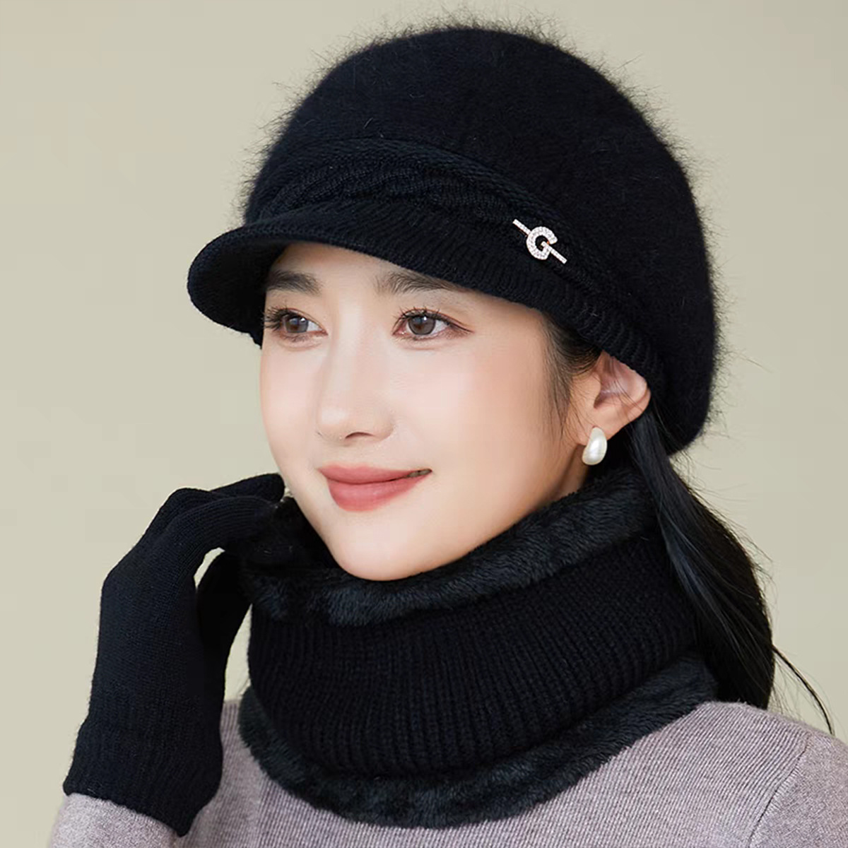 帽子/帽子女连帽可爱/毛绒帽子/棒球帽/帽子女细节图