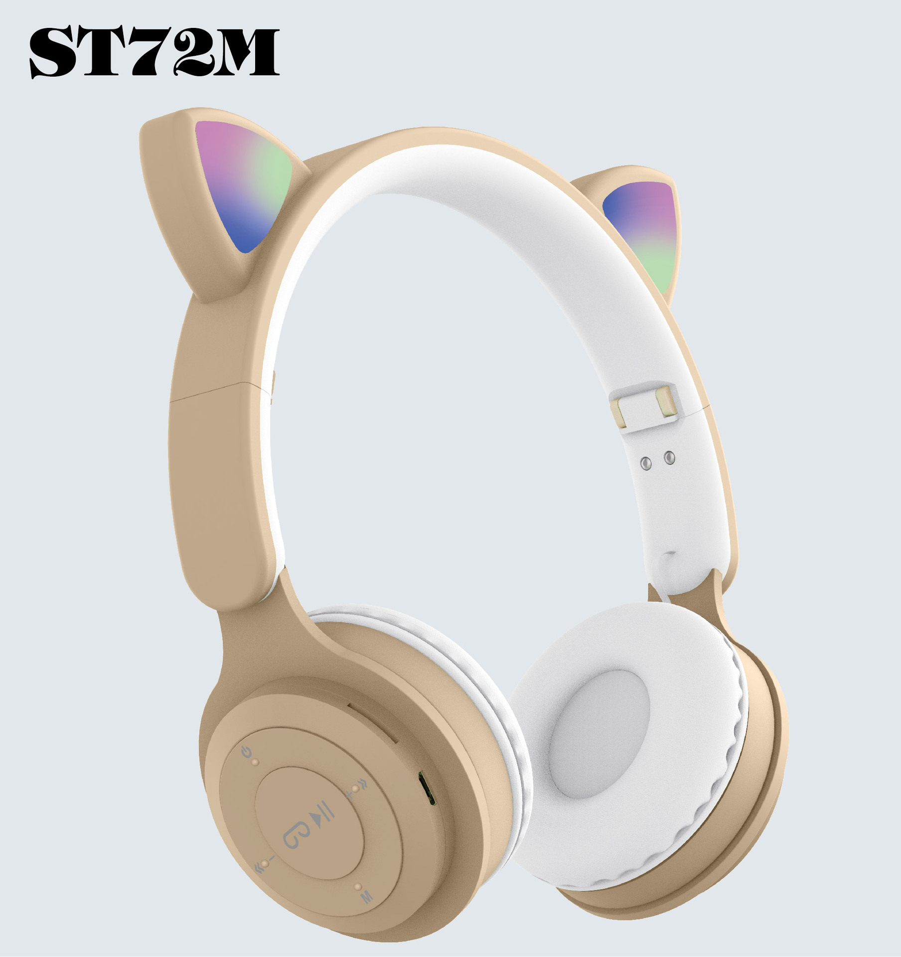 跨境新款头戴式无线蓝牙耳机ST72M 时尚猫耳可折叠插卡FM蓝牙耳机图
