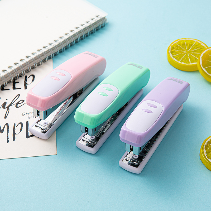 Wholesale of creative macaron-colored stapler, portable and labor-saving stapler No. 12 medium-sized office stapler