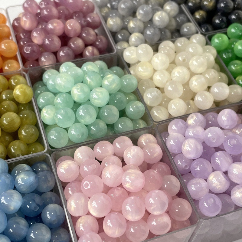 Jelly translucent gilded resin round beads, loose beads, handcrafted beaded bracelets, necklaces, semi-finished beaded jewelry accessories details Picture