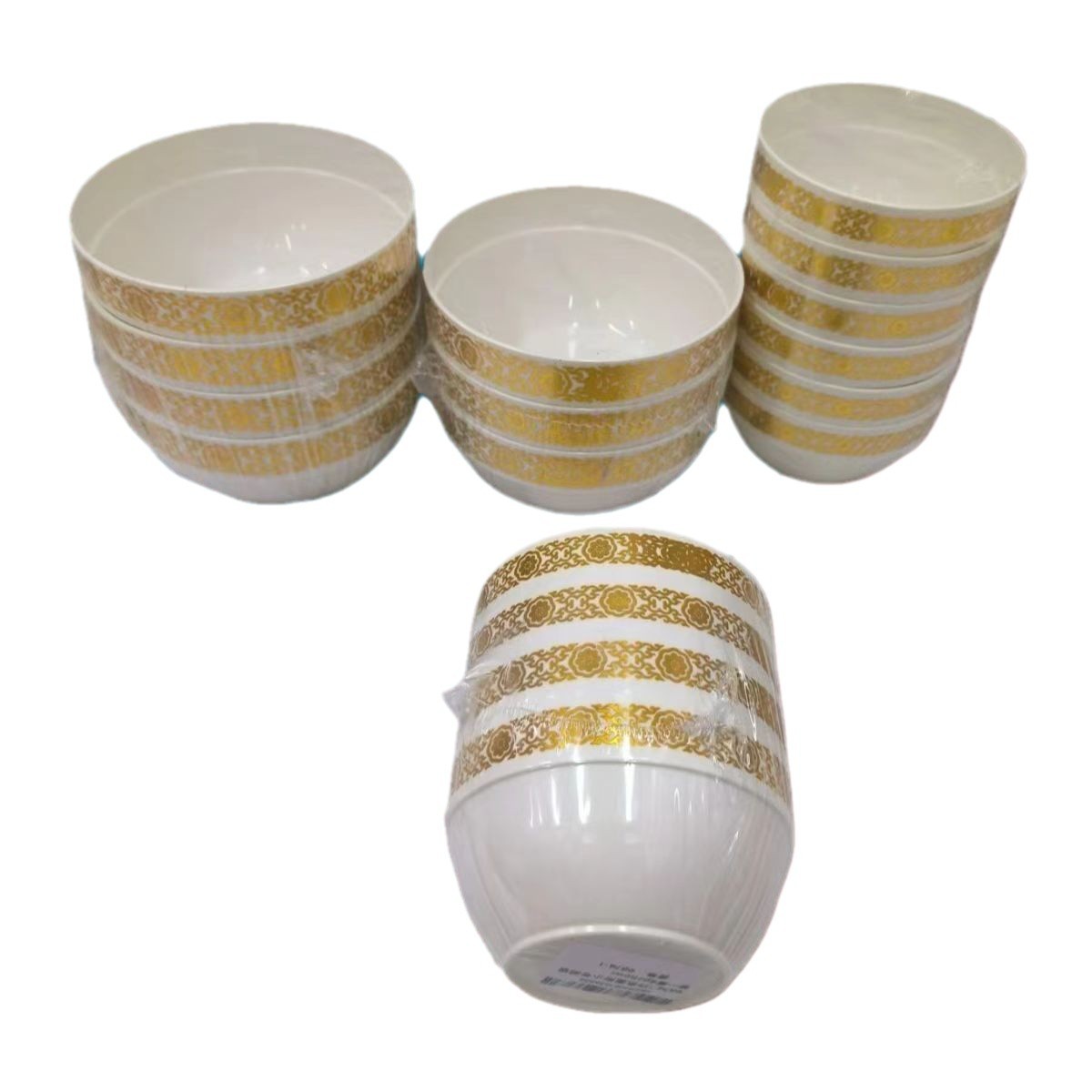 Melamine noodle bowls, commercial large bowls, soup and noodle bowls, tea cups, rice bowls, plastic soup bowls, seasoning bowls, imitation porcelain tableware, Golden waterfall Item Picture