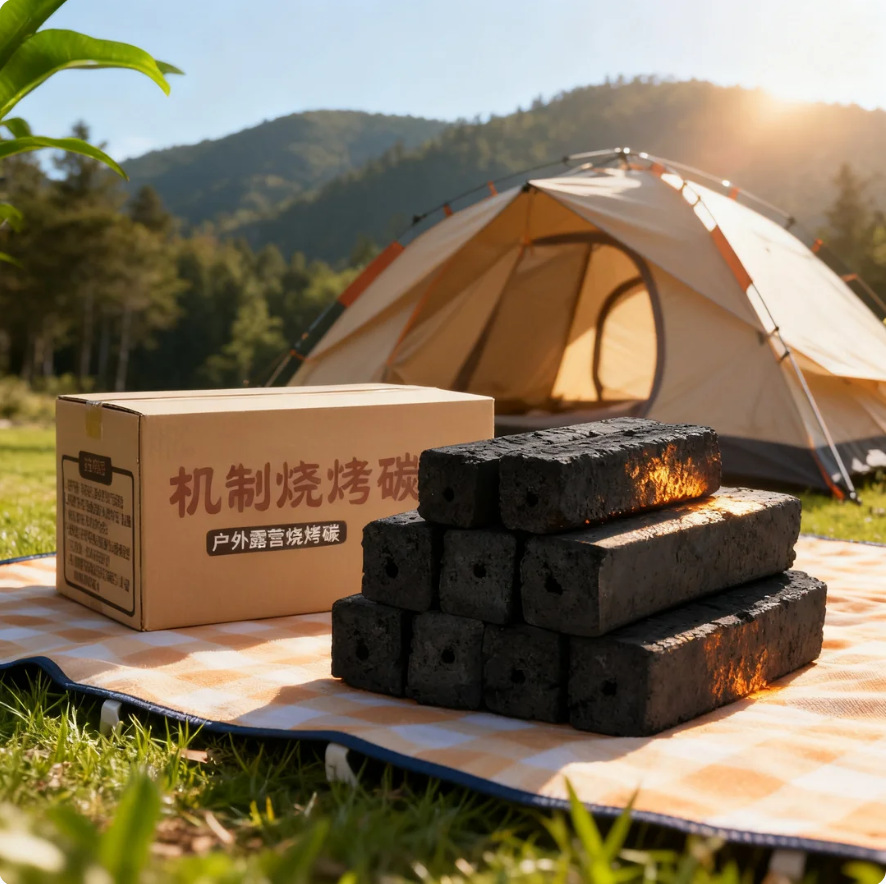 烧烤碳果木炭机制竹炭块批发钢碳室内少烟碳烤火取暖少灰耐烧
