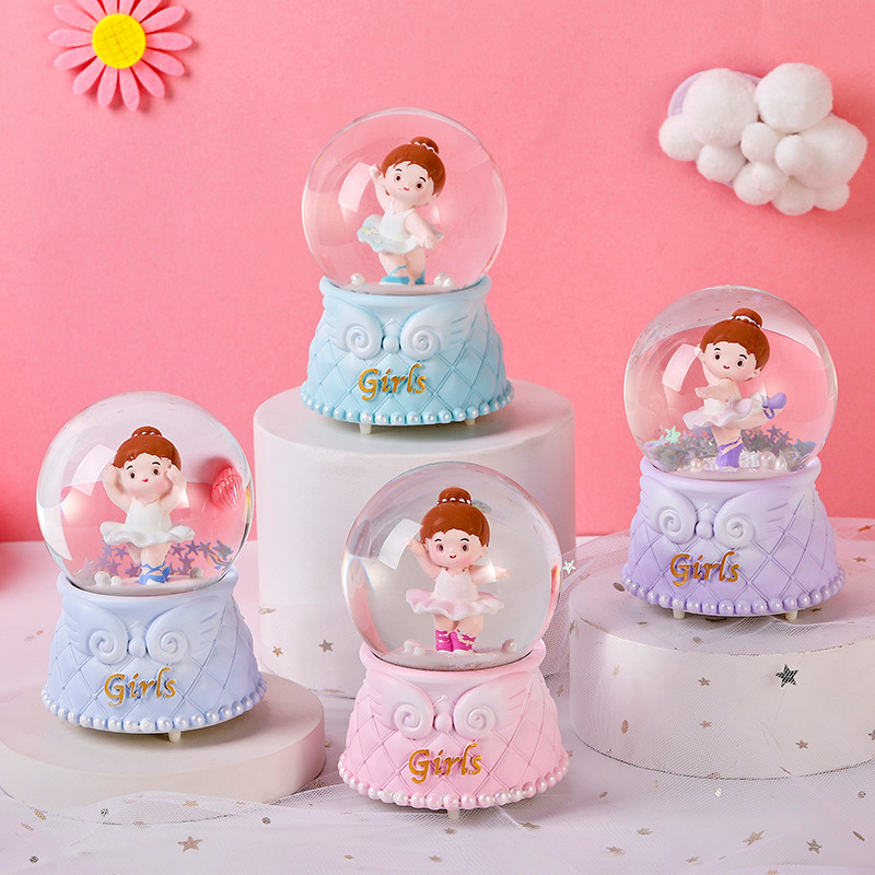 卡通芭蕾舞女孩水晶球发光玻璃球跳舞女孩奖励小礼品节日礼物水球