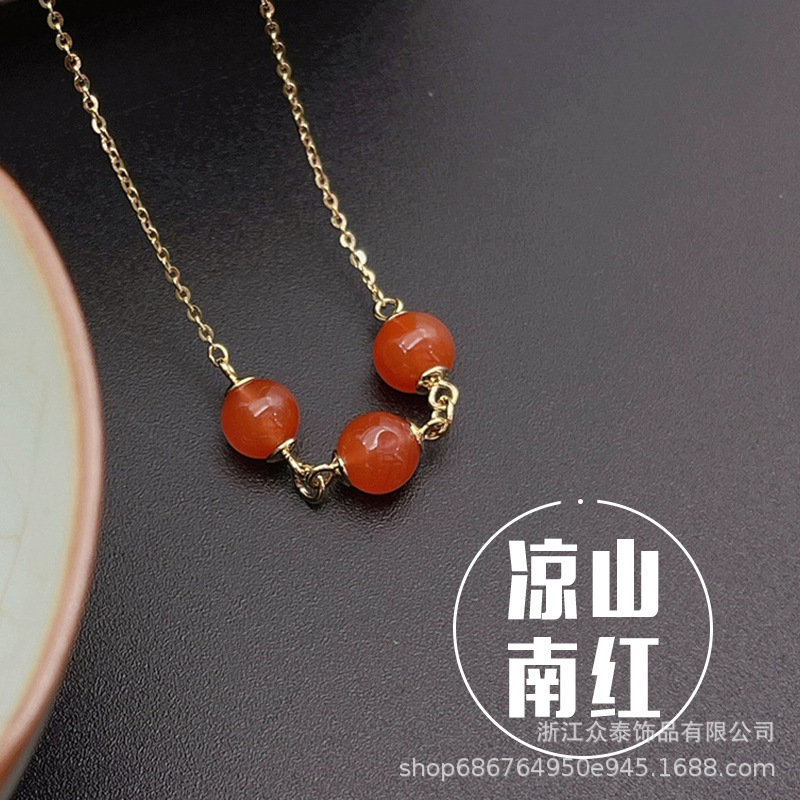 South red series Sichuan Daliangshan south red collarbone chain female simple fashion necklace women give mother gifts details Picture