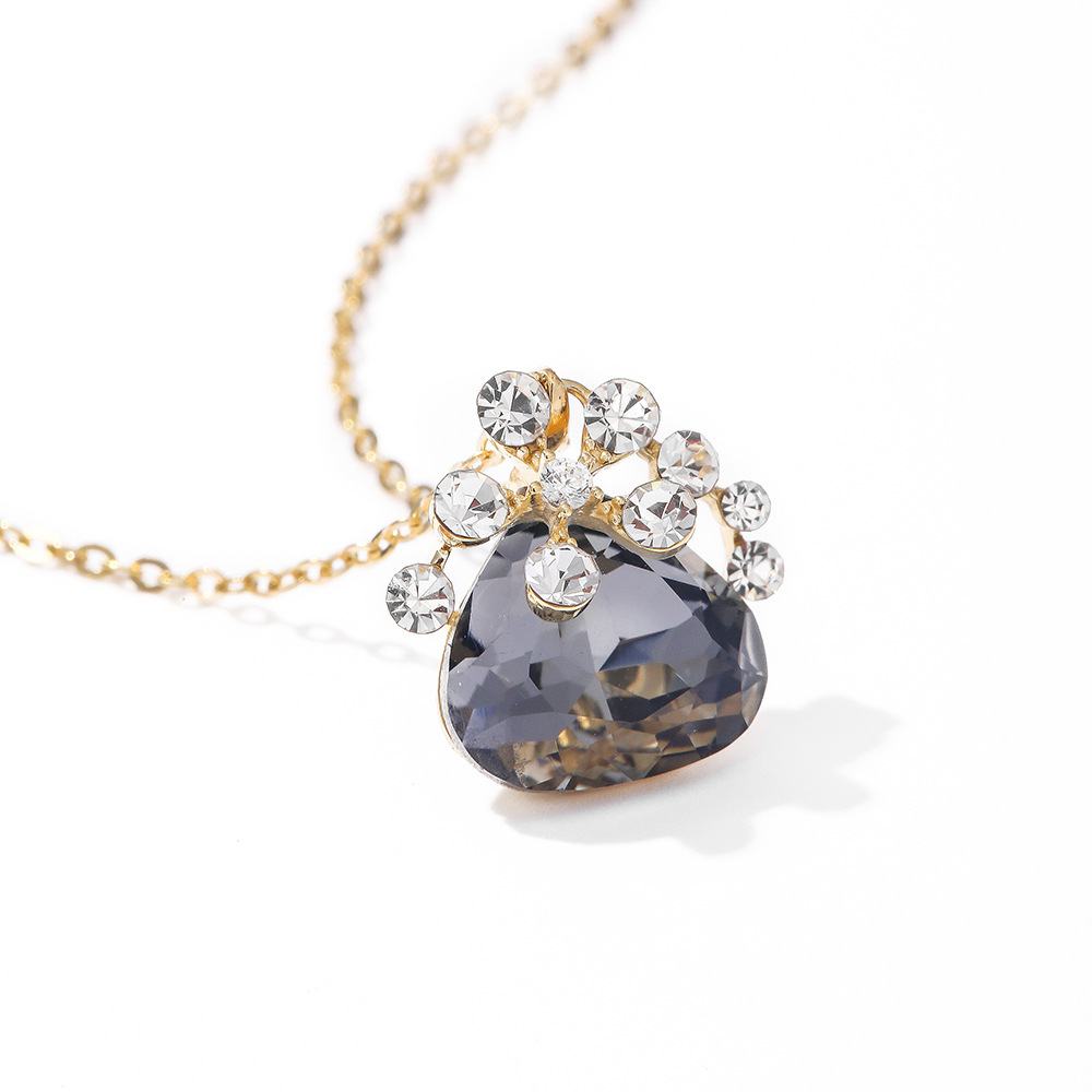 Long Drop Purple Chain Gold plated 925 Silver necklace Big Name micro gem East Gate women's geometric collarbone chain details Picture