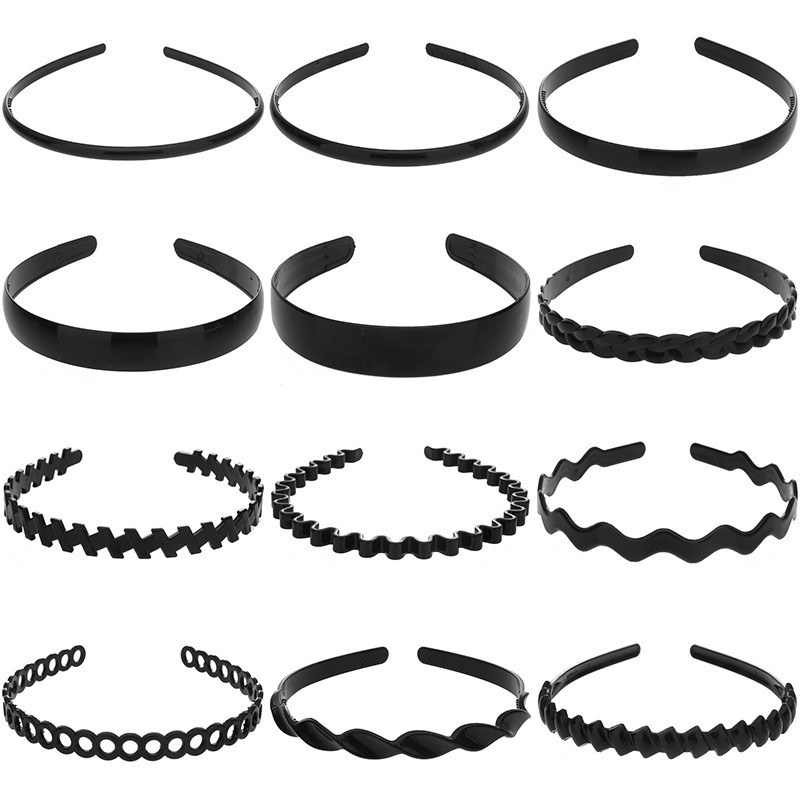 简约黑色洗脸防滑带齿发箍刘海压发头箍女士成人发卡塑料发夹头饰