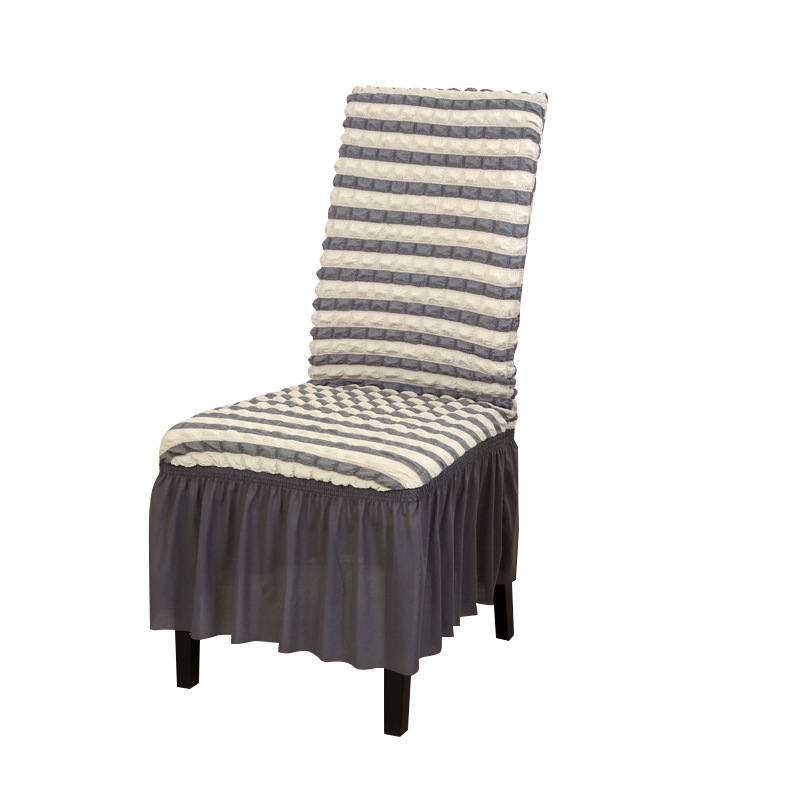 跨境四季泡泡纱双色裙摆椅子套罩餐椅套简约酒店椅套 连体椅套详情图5