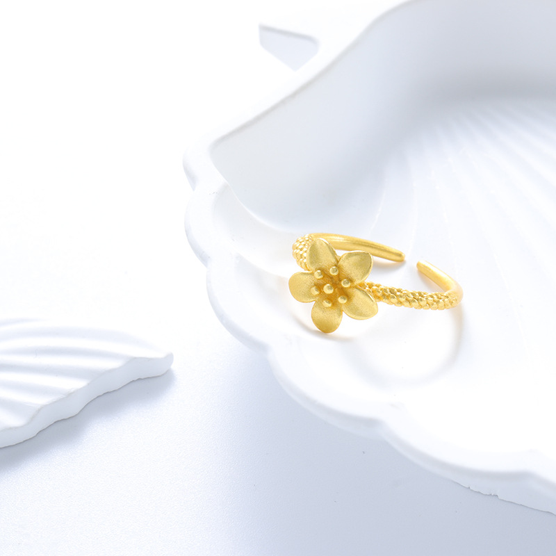 The popular flower ring on Xiaohongshu, plated with 18K real gold, is simple and does not fade for a long time, featuring a new Chinese imperial style details Picture