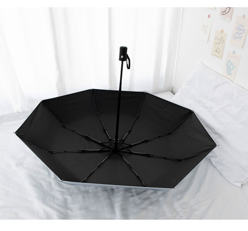 Fully automatic folding polka dot umbrella, UV protection, sun protection umbrella, sunshade umbrella, black vinyl simple, all-weather and all-weather umbrella pic 8