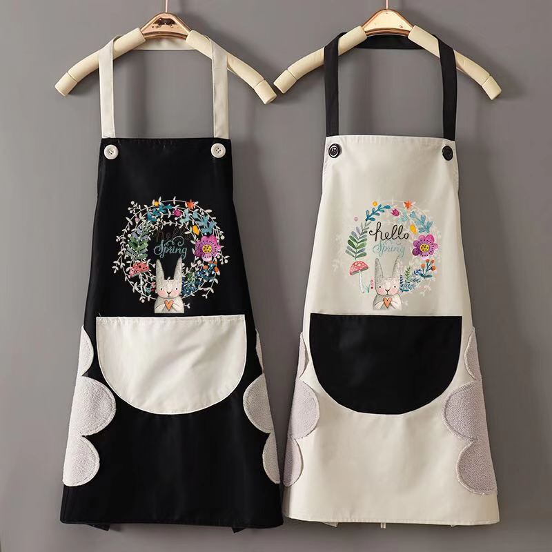 Advertising Apron Logo Printing Cute Work Clothes Women Home Hand Wipe Kitchen Waterproof Oil Can Wipe Hands Waist Man details Picture