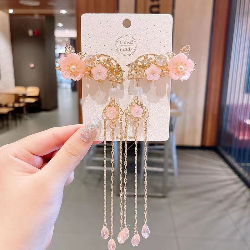 Princess Children Antique Hair Accessories Fringe Rabbit Retro Baby Hair Clip Chinese Style Hanfu Antique Ribbon Clip Application Scenario