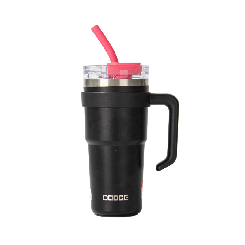 Hille Dodge large capacity car portable coffee cup sports outdoor fitness office portable straw thermos cup Item Picture