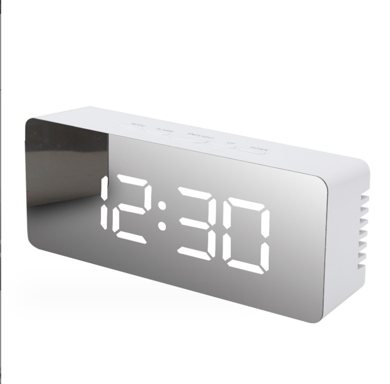 Creative LED mirror digital clock, multi-functional student silent small alarm clock, cross-border simple and fashionable electronic clock Item Picture
