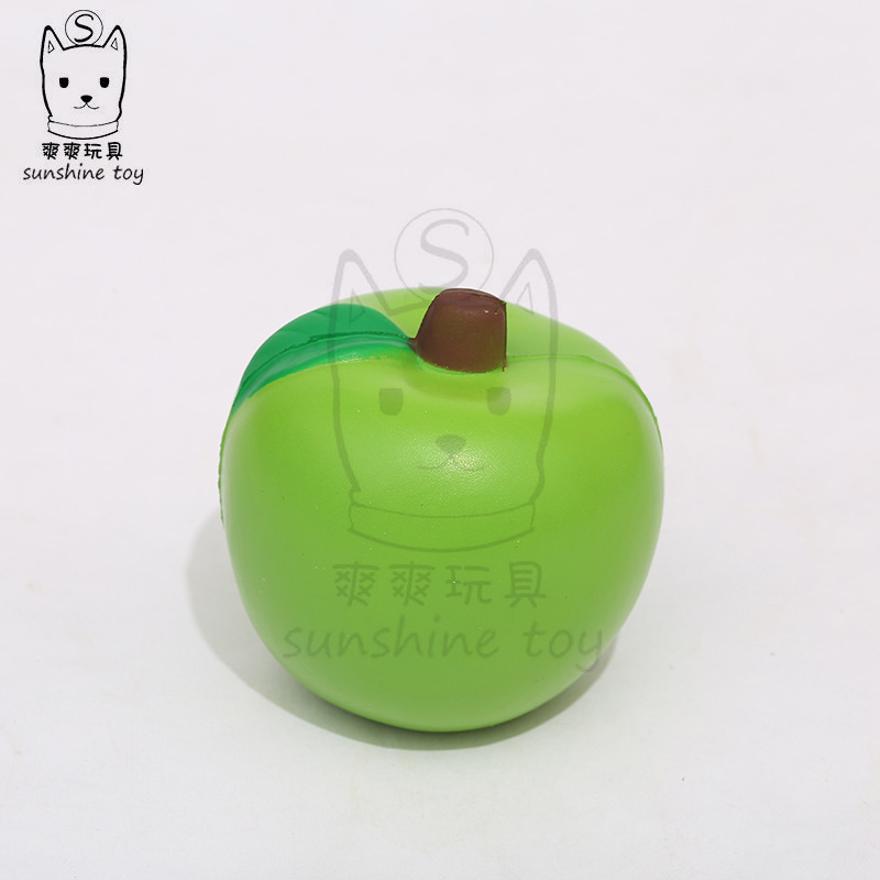 厂家批发仿真绿叶pu苹果发泄玩具 高回弹发泡海绵压力球印刷logo详情图2