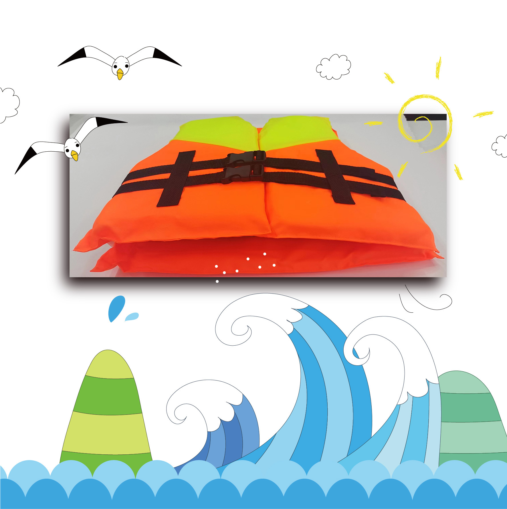 New Adult Children Oxford Cloth Safe Outdoor Water Park Indoor Wading Supplies Marine Life Jacket Vest details Picture