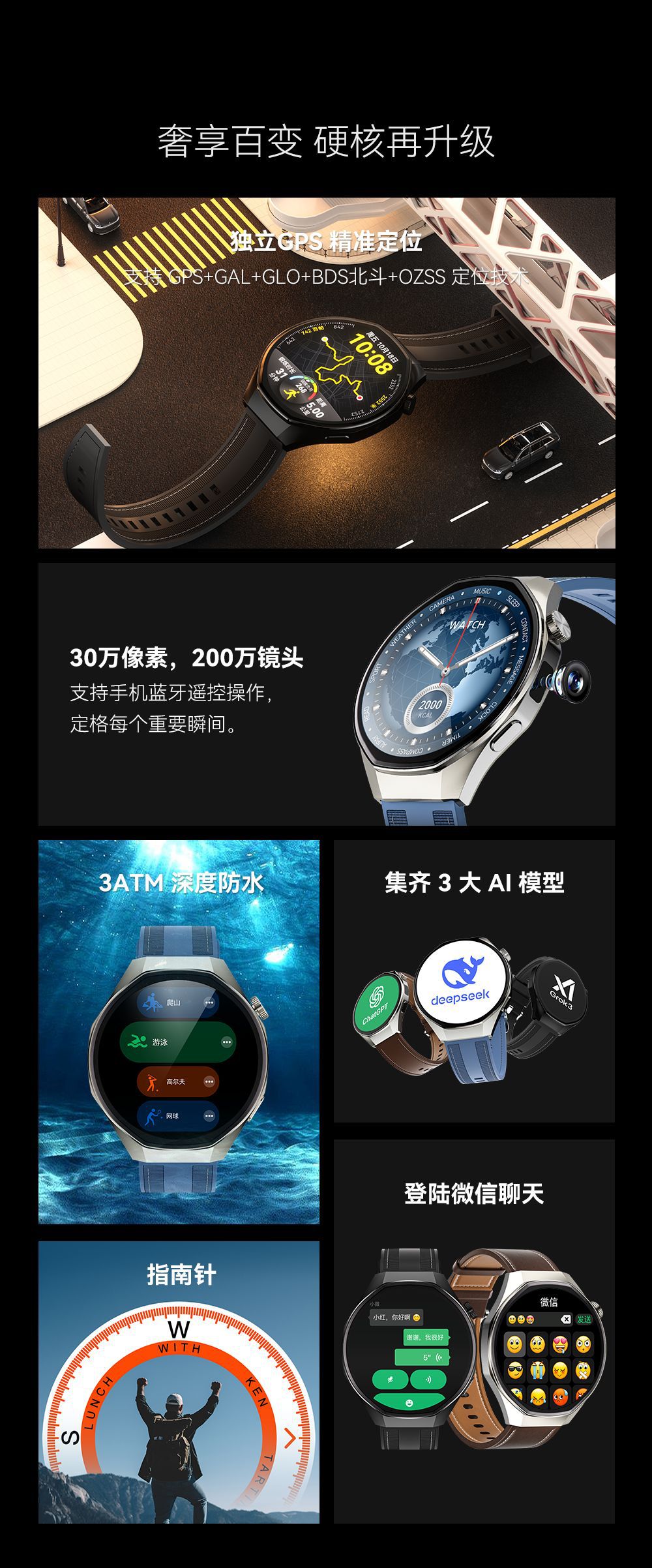 The M9 smartwatch features independent GPS, 80,000-pixel high-definition photography, swimming water resistance, fingertip answering, dual payment, AI, and three cores pic 27