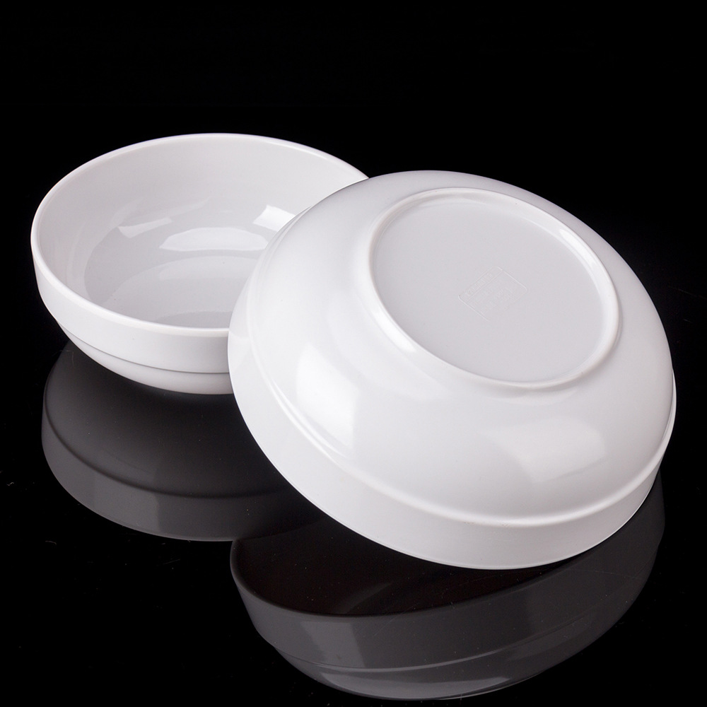Melamine White Straight Rimmed Bowl Korean Cuisine Kimchi Bowl Salad Dessert Bowl Barbecue Rice Bowl Imitation Porcelain Rimmed Round Low Bowl Specification drawing