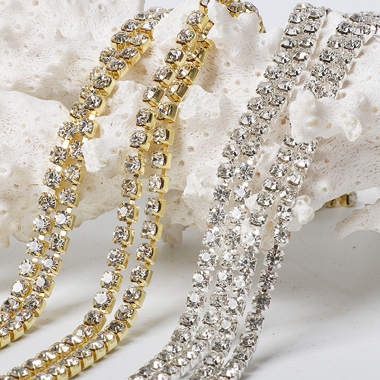 2MM-4mm claw chain water diamond/gold and silver base encrypted DIY/ claw chain/claw chain mobile phone with diamond attachment wholesale details Picture