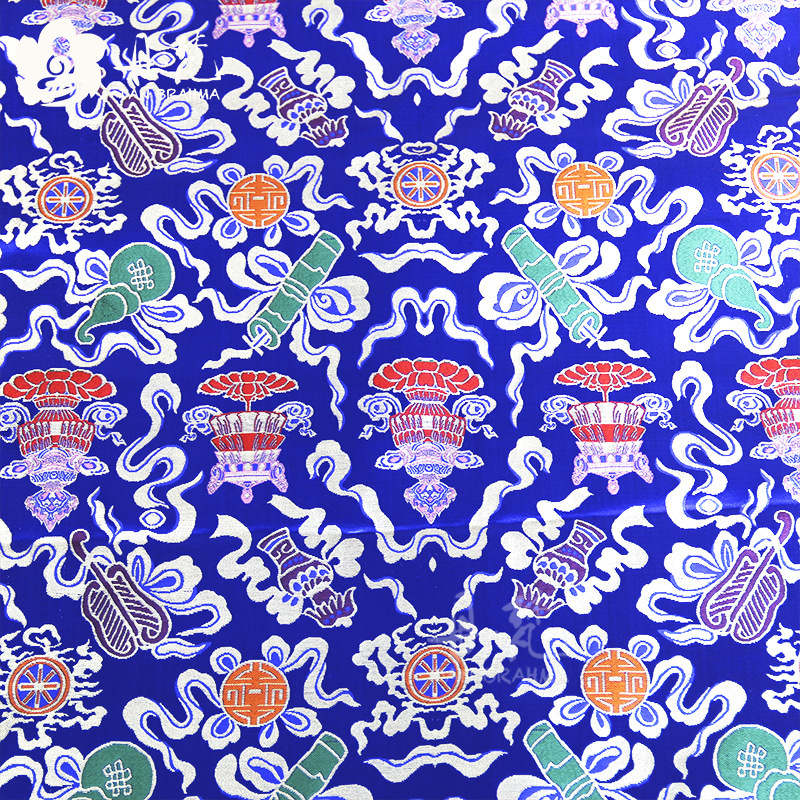 Tibet Tibetan fabric satin sateen brocade auspicious eight treasures fabric long sponge mat handmade diy Application Scenario