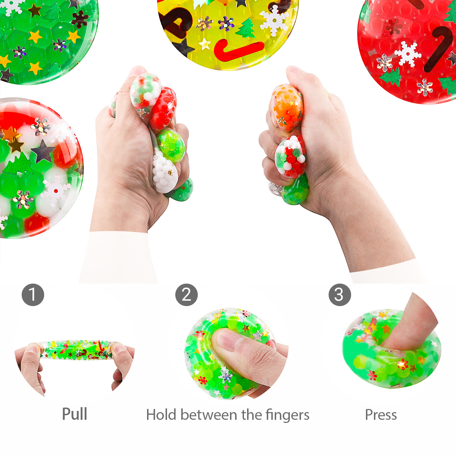 Cross-border new TPR Christmas Sequined Water droplet Pinching Fun 3.5cm adult squeezing Grape Ball toy details Picture