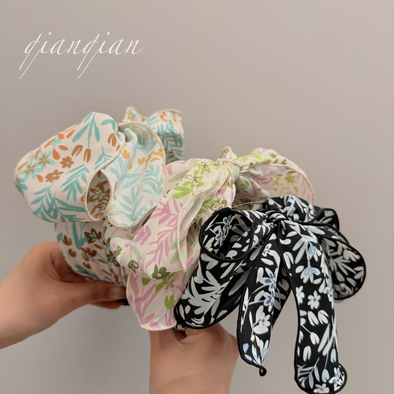 韩版春夏款小清晰蝴蝶结宽版发箍麻花辫子编织细宽边闪钻亮片头箍