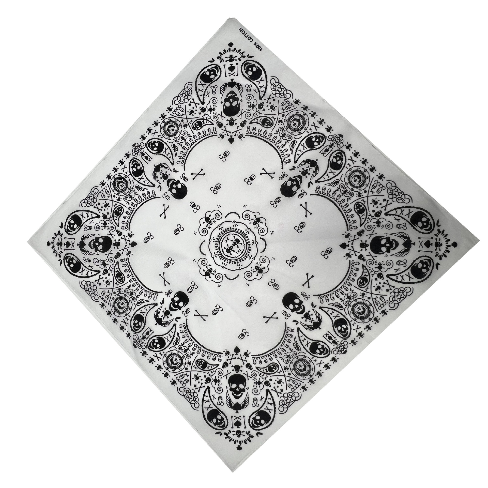 Cross-border skull pure cotton handkerchief hip hop Hip-hop street dance chain Skull Festival Ghost Head Headscarf wholesale order Application Scenario