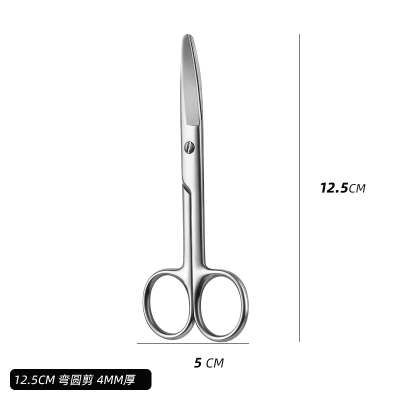 Stainless Steel Scissors 12.5 Large Bend Double Eyelid Scissors Teaching Experiment Eye Surgery Scissors Medicine Box Gauze Scissors Non-Medical details Picture