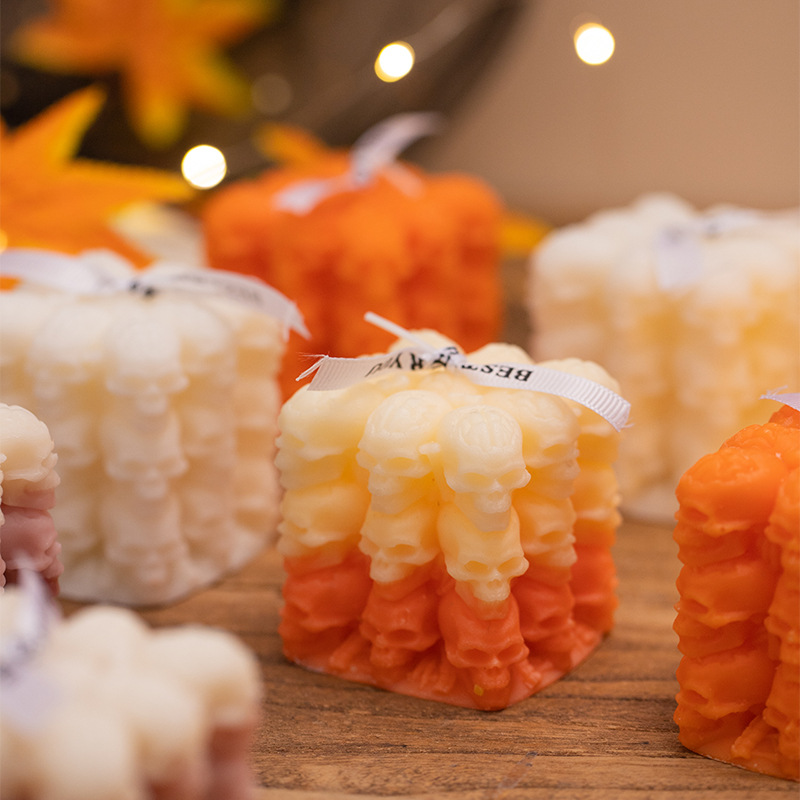 万圣节骷髅魔方南瓜香薰蜡烛手工造型骷髅头蜡烛跨境万圣节摆件详情图1