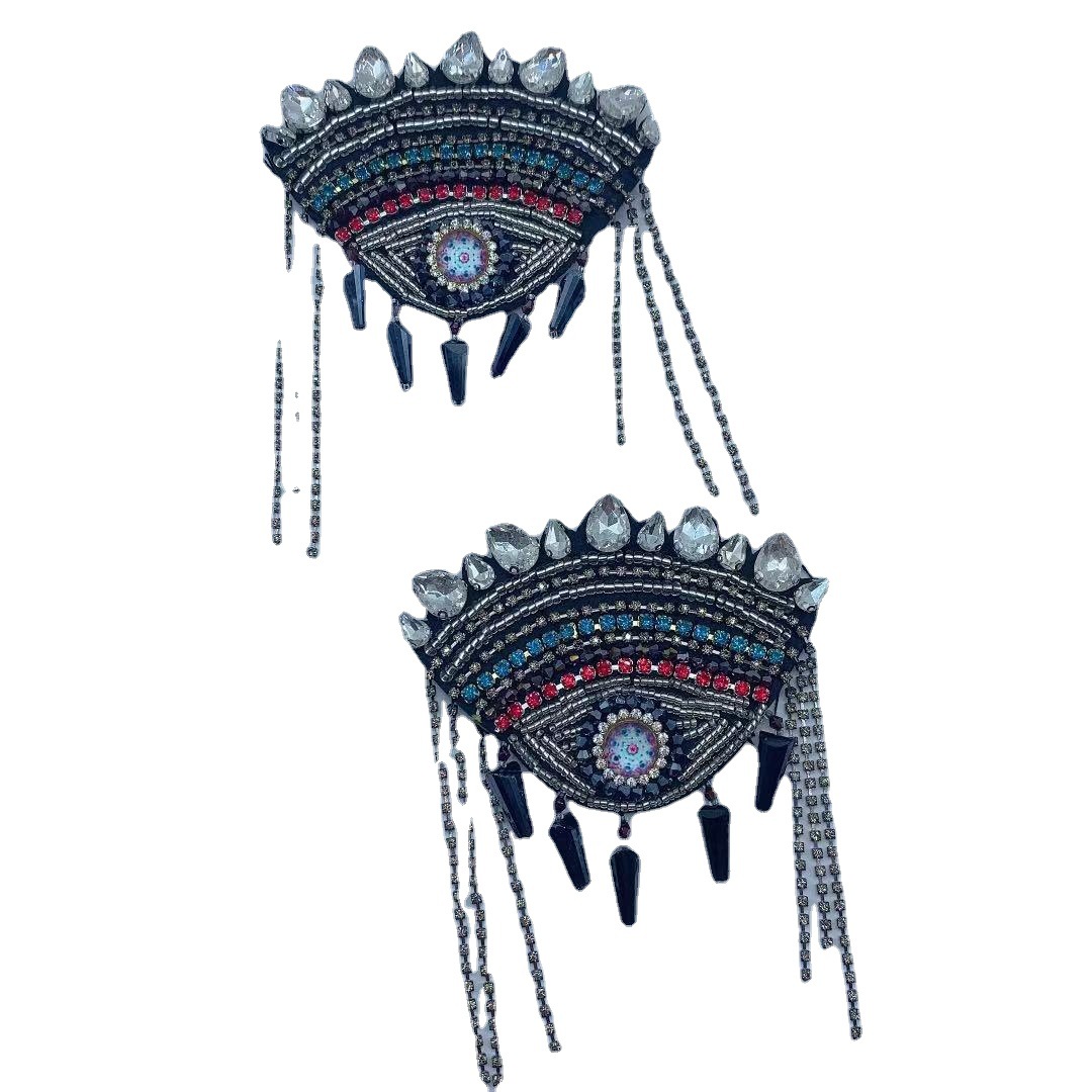 Manufacturers Supply Hand-Nailed Bead Heavy Industry Tassel Pendant Eyes Eye Cloth Clothing Decorative Patches Item Picture