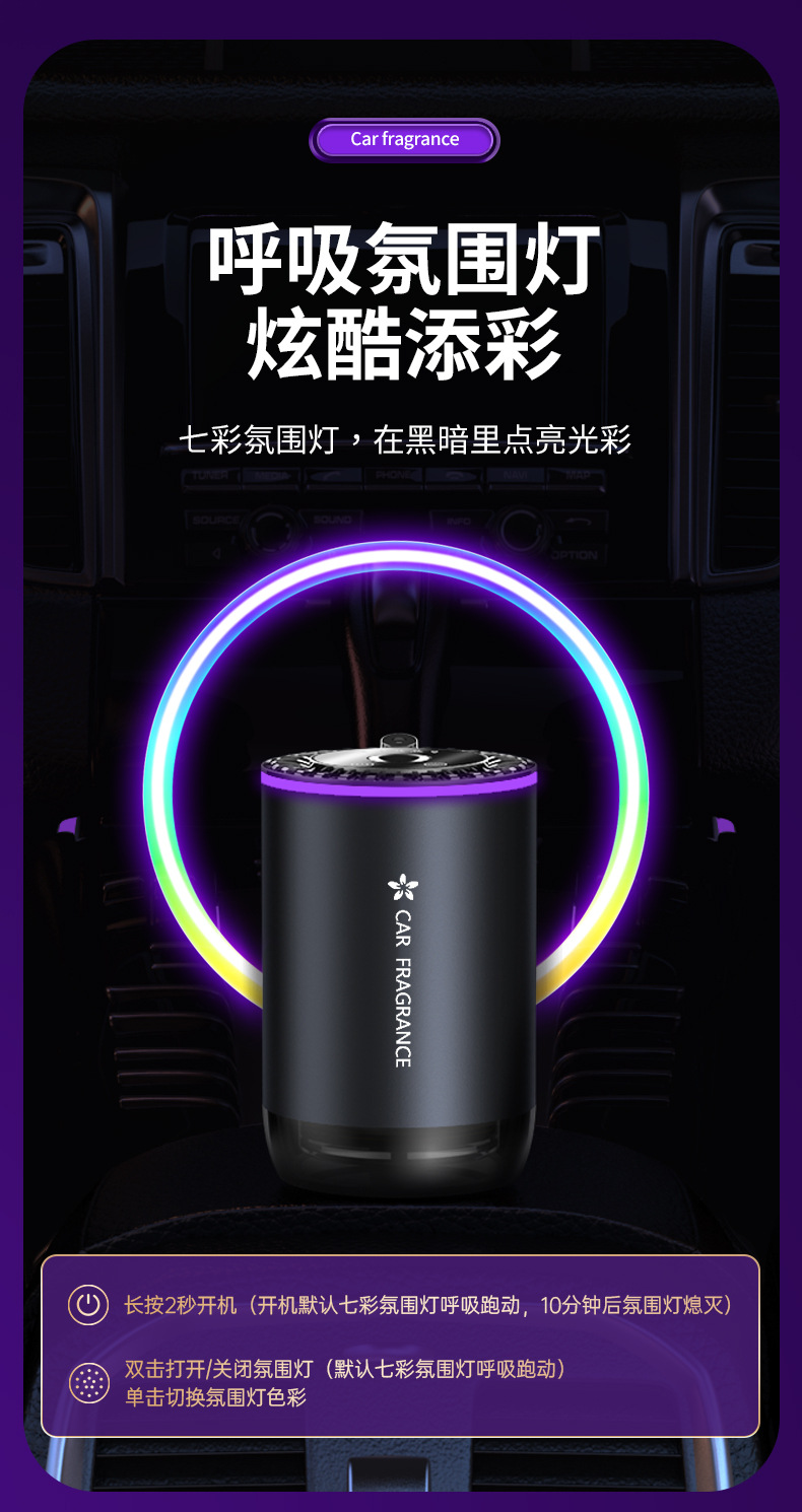 智能车载香薰车用香水 除异味星空氛围灯车内空气清新香水喷雾详情15