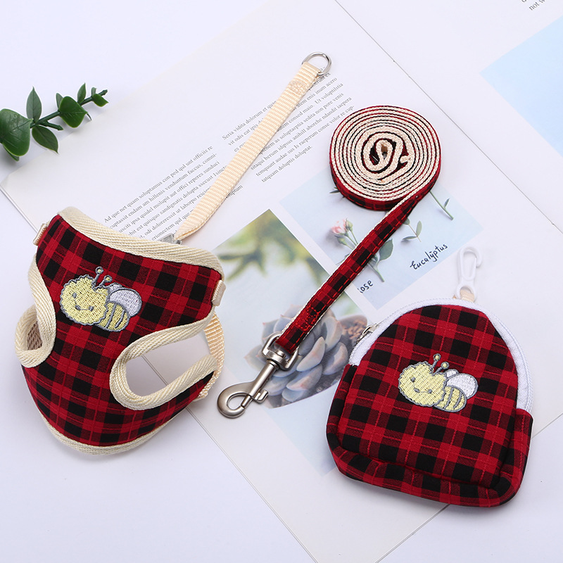 Pet cats, dogs, bees with belly bands, custom-made anti-break, breathable and adjustable vest lanyards for cross-border use Item Picture