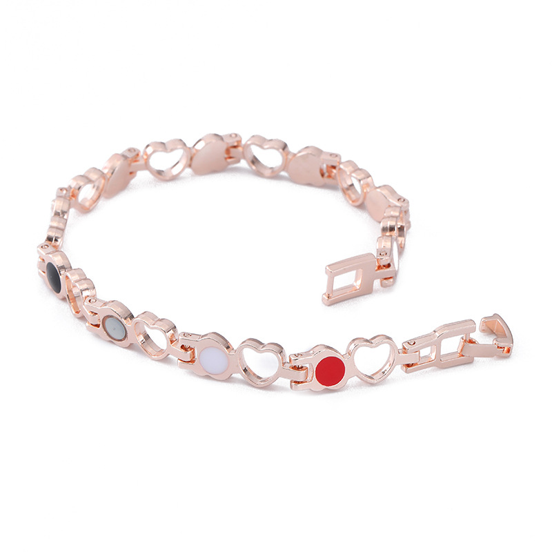 Yun Brocade cross-border best-selling simple and fashionable adjustable heart-shaped bracelet, heart-shaped peach heart, red, white and black oil bracelet wholesale Item Picture