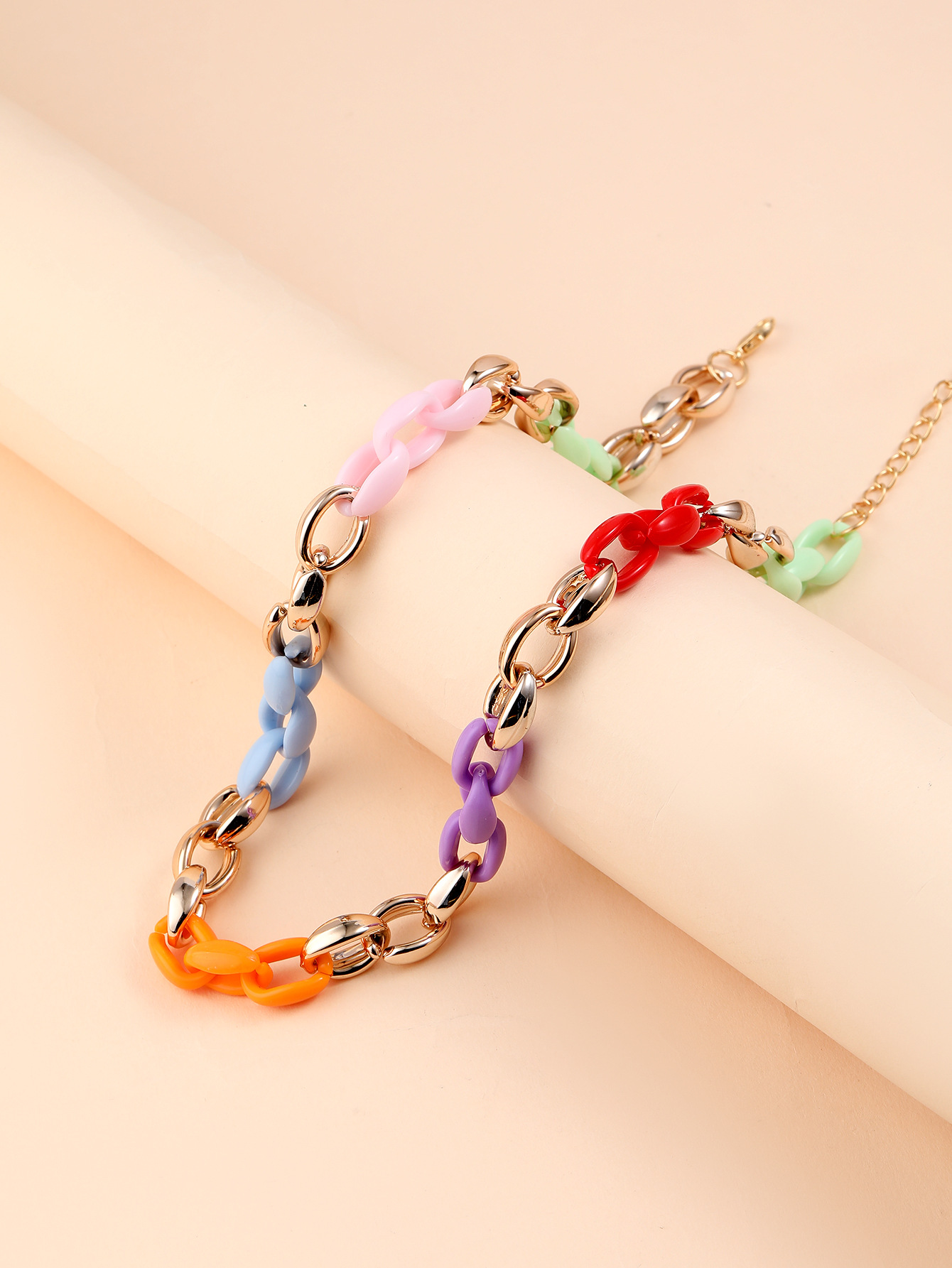 Cross-border source fashion necklace, hip-hop, European and American popular street style, seven-color popular necklace Item Picture