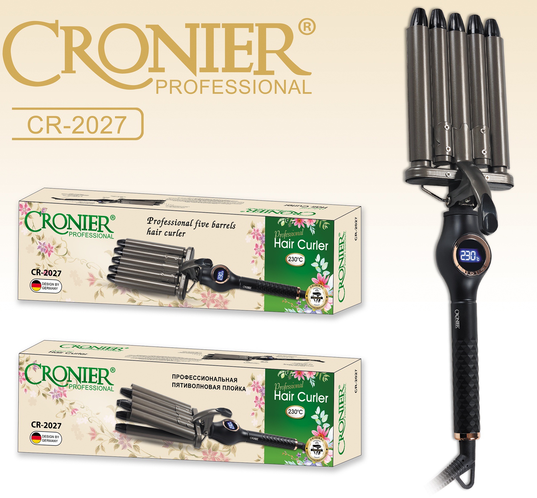 CRONICR Large Curling Iron Cr-2027 Automatic Curling Iron Five tubes cross border full figure