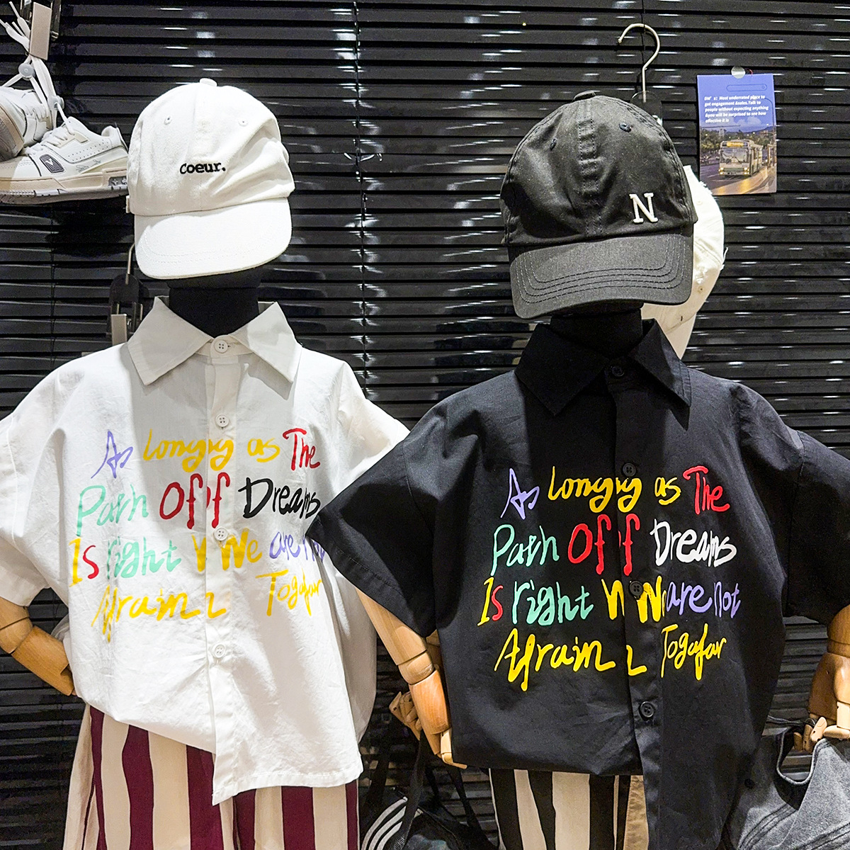 Children's shirts, summer Korean style girls' shirts, casual letter trendy boys' shirts